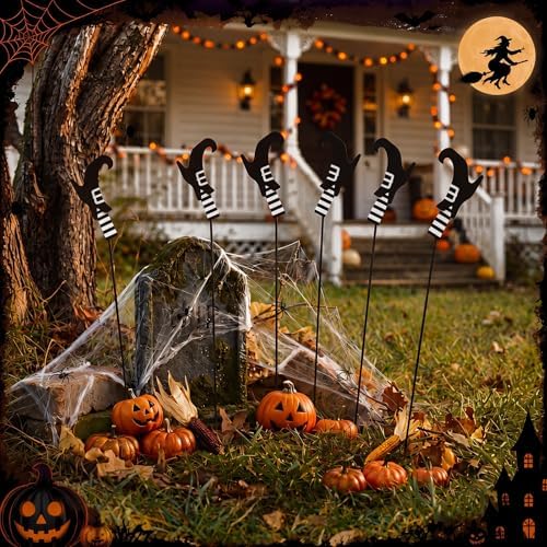 6 Pcs Halloween Witch Legs Garden Stake Wicked Outdoor Decoration