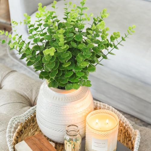 RECUTMS 36Pcs Artificial Tender Green Eucalyptus Leaves Stems 14.6 inch