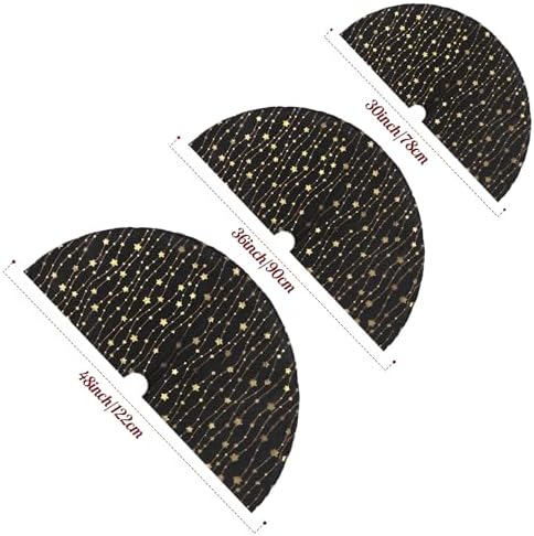 Christmas Tree Skirt Velvet Black 36 inch Large Soft Christmas Tree Mat with Gold Star Pattern for Indoor Outdoor Xmas Holiday Party Decoration
