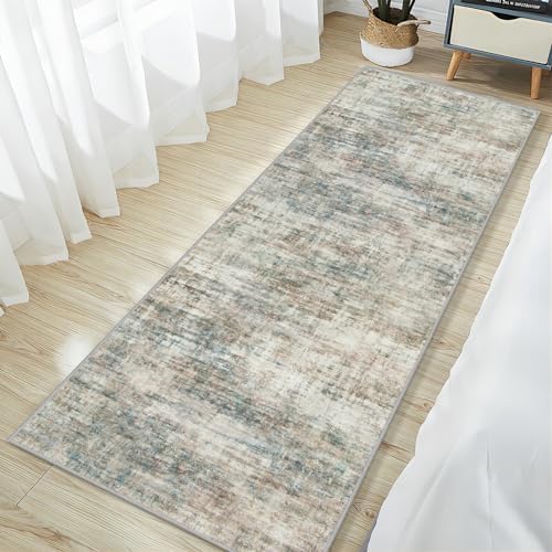 2'6''x8' Runner Rugs Washable Rug: Modern Abstract Multi Color Carpet