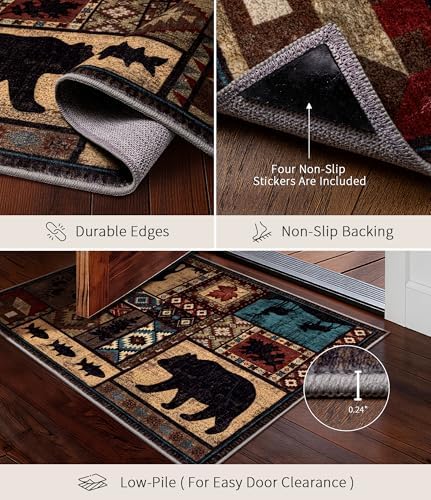 YIHOUSE Washable Rustic Cabin Area Rug 2 x 3 Entryway