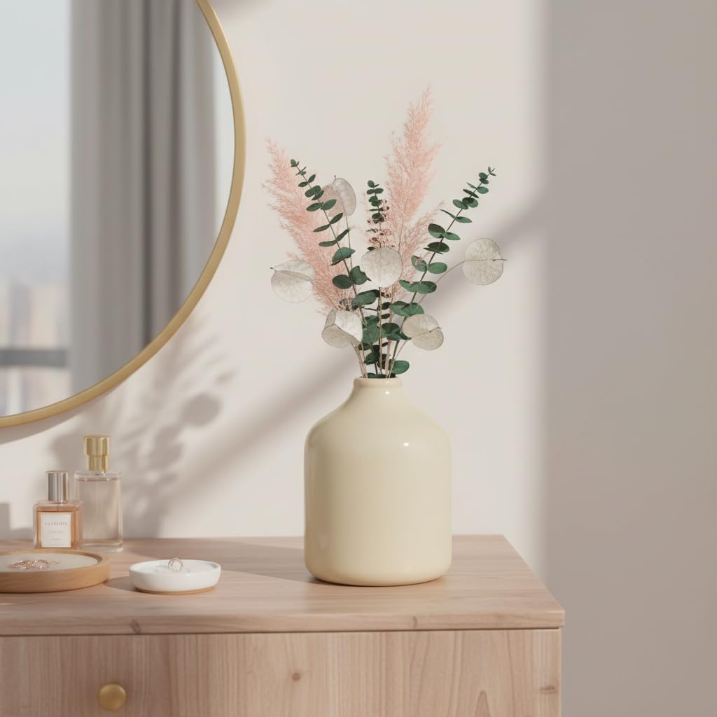 Modern Vase for Pampas Grass / Beige / 5 Inch
