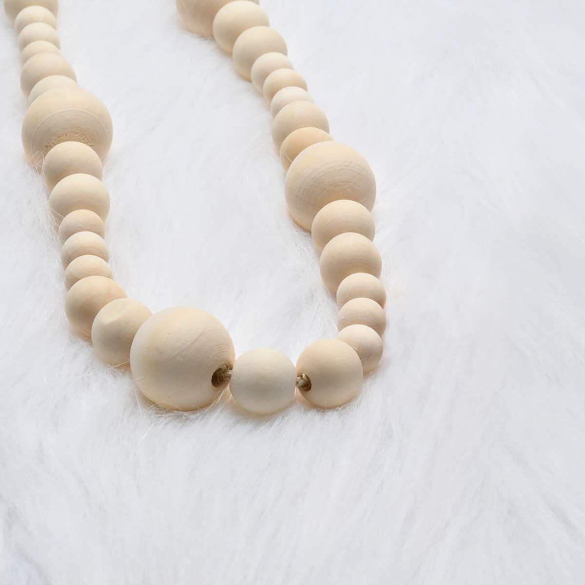 Christmas Wood Bead Garland / 86 Inch / Set of 2