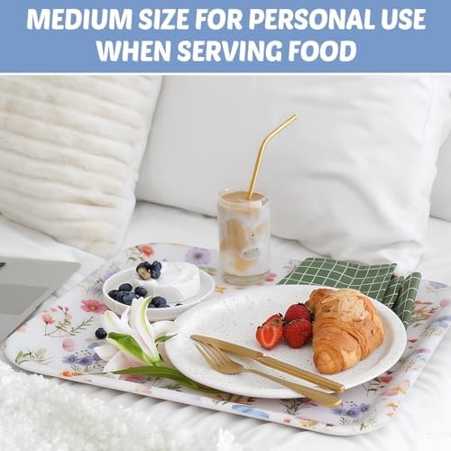 Vesici 3 Pcs Wildflower Serving Trays 13 x 10 Inch Colorful Floral Melamine Platters Reusable Rectangular Serving Dishes for Summer Wedding Bridal Tea Party Sharing Food Snacks Fruit Dessert Candy