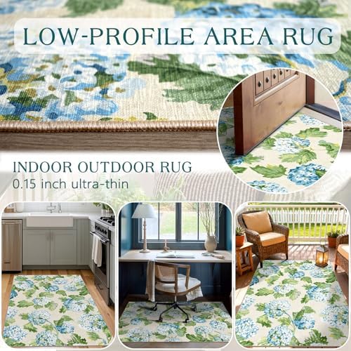 3x5 Floral Entry Rug - Washable Indoor Outdoor Mats for Front Door