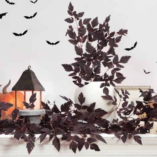 2 Pack 9 Ft Fall Garlands, Plum Cimicifuga Seeded Halloween Decor