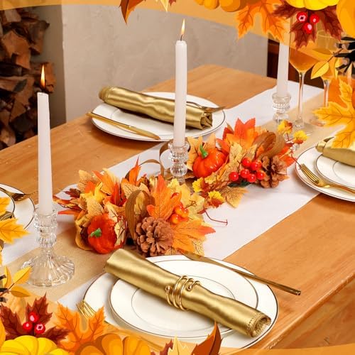 Thiccywoov 2 Pcs 10" Fall Centerpiece for Table Artificial Flowers Decor