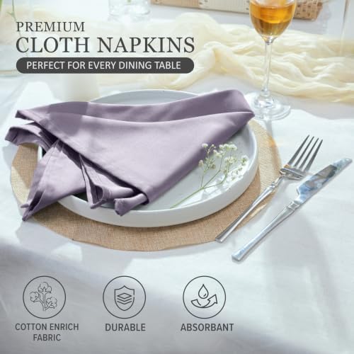 Ruvanti Cloth Napkins Set of 4, Cotton Enrich 18”x18” - Coffee Grey