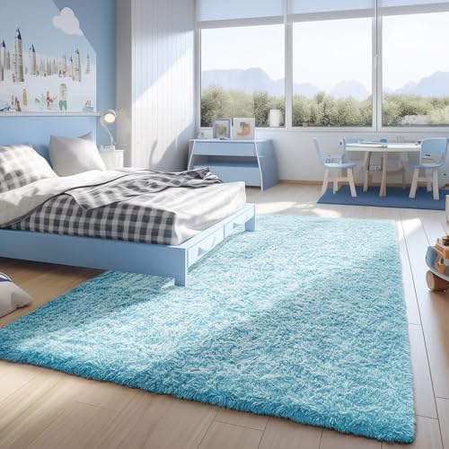 Ophanie Light Blue Rug,Boys 4x6 Rugs for Bedroom Carpet Nursery Aesthetic,Kids Playroom Area Rugs for Girls Teen Home