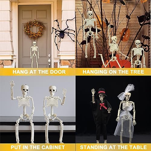 WODMAZ 5 Packs Halloween Skeletons, 16" Halloween Full Body Skeleton with Posable Joints for Haunted House Graveyard Props Decor