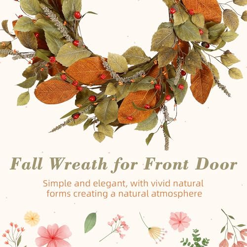 YNYLCHMX 20" Fall Wreath for Front Door, Eucalyptus and Berry Decor