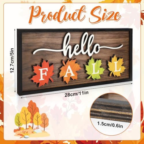 Hello Fall Table Decorations Wooden Block Sign Maple Leaf Letter Block