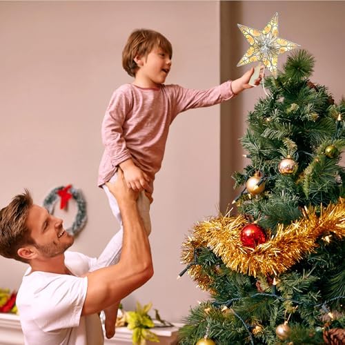 BrizLabs Star Christmas Tree Topper with 10 Lights, 9" Lighted Xmas Treetop