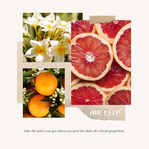 Airkeep Reed Diffuser Set,3.38 fl oz (100 ml) - Grapefruit Lemon Oil Diffusers with 8 Reed Sticks,Home Fragrance Reed
