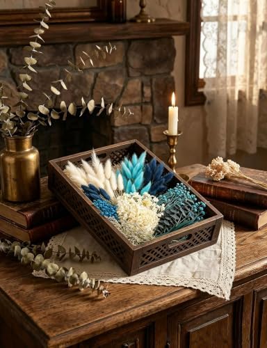 Dried Wild Flower Craft Kit, Bouquet Supplies Mixed Dried Flowers. (Blue)