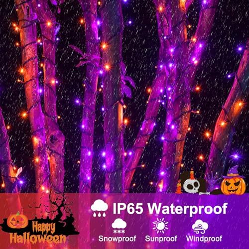 2 Pack Halloween Lights, Total 200FT 600 LED Outdoor String Lights