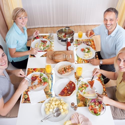 Fall Placemats Set of 6 Thanksgiving Pumpkin Plastic Table Mat 17×13×0.04in