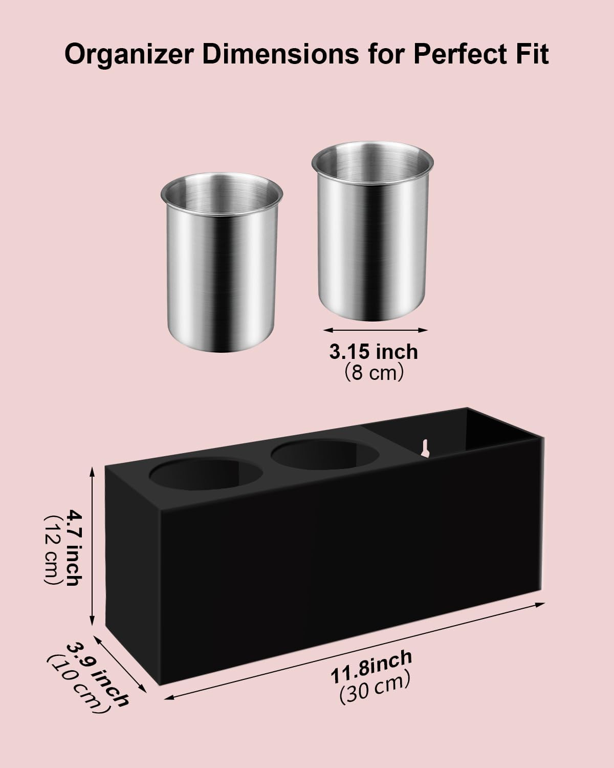 Hair Tool Organizer, Hair Dryer Holder with Heatproof Steel Cups, Acrylic Vanity Organizer for Curling Iron, Flat Iron