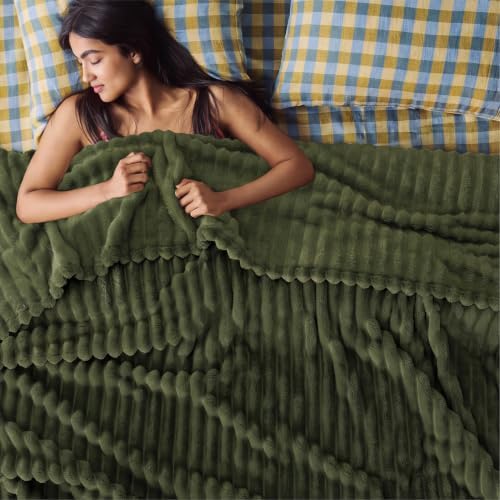 Bedsure Soft Queen Size Blanket for Bed Green 90"x90"