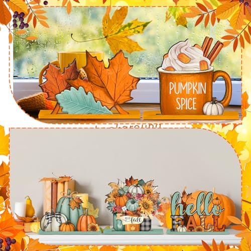 Yousoontic 6 Pcs Fall Thanksgiving Table Decor, Classic, Orange and Blue