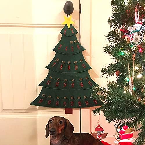 Midlee Christmas Tree Advent Calendar for Dogs (25" x 19")- Fabric Reusable Pet Countdown Calendar