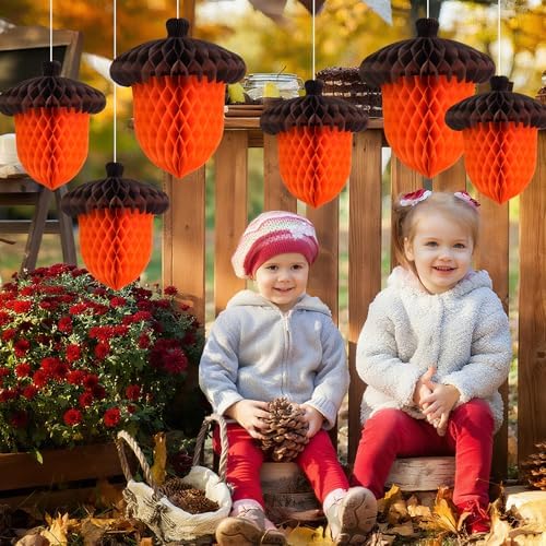 Fall Acorn Honeycomb Ball Decorations, 12in+8in