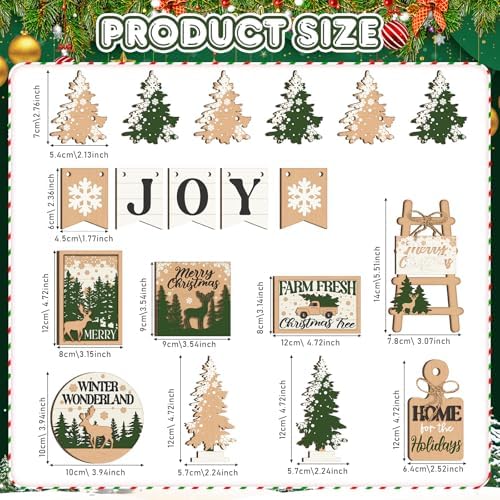 Funnymoom 17 Pcs Christmas Tiered Tray Decor Set Winter Tray Decorations