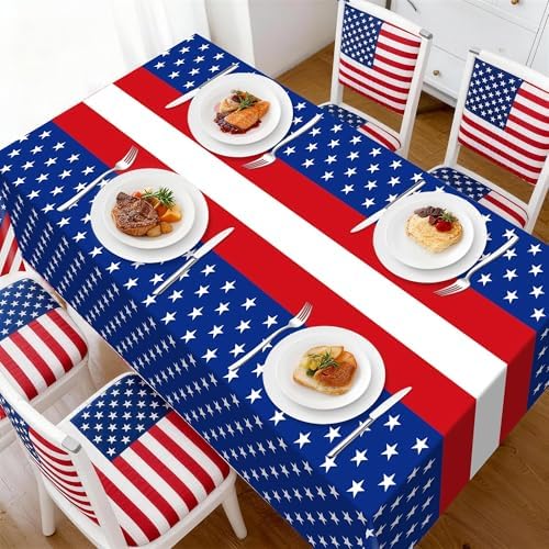 3 Pack Patriotic Tablecloths,Red White and Blue Tablecloth,Patriotic Decor