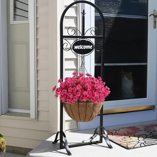 24PCS UV Resistant Artificial Flowers for Outdoors, Rosy Red