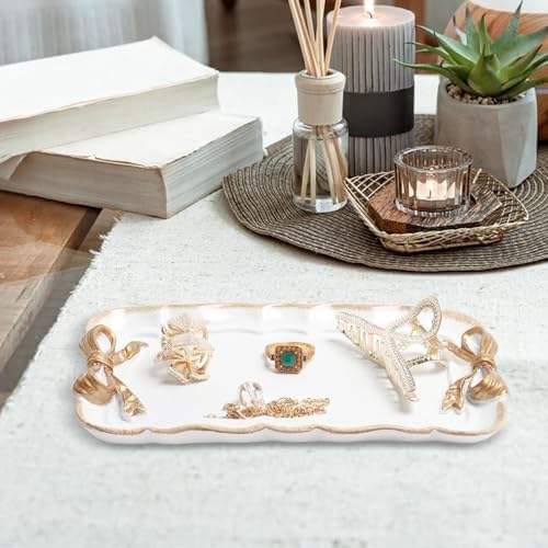 Warmtree Bow Jewelry Tray, Coquette Trinket Dish, Vanity Decor