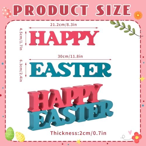 Yalikop Pastel Easter Table Decorations Happy Easter Sign for Home Wooden Sign Blocks Indoor Home Decorative Signage for Tables Office Wall Shelf Desk Shelf Mantel Farmhouse