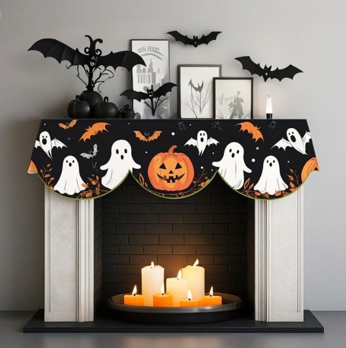 Halloween Fireplace Mantel Scarf Runner Cover Holiday Party Home Decoration