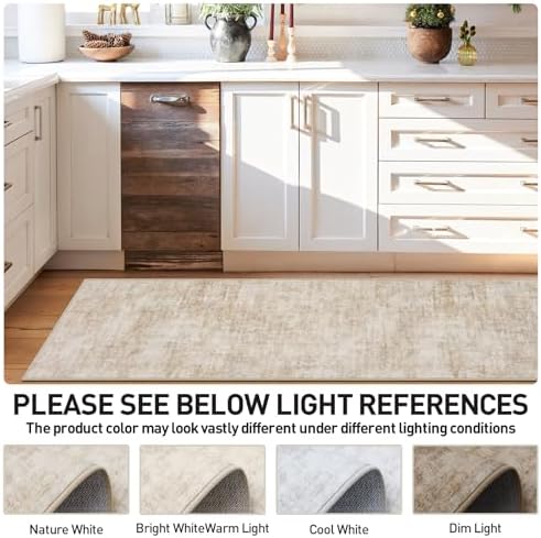 2'6''x8' Runner Rugs Washable Rug: Modern Abstract Hallway Beige Carpet