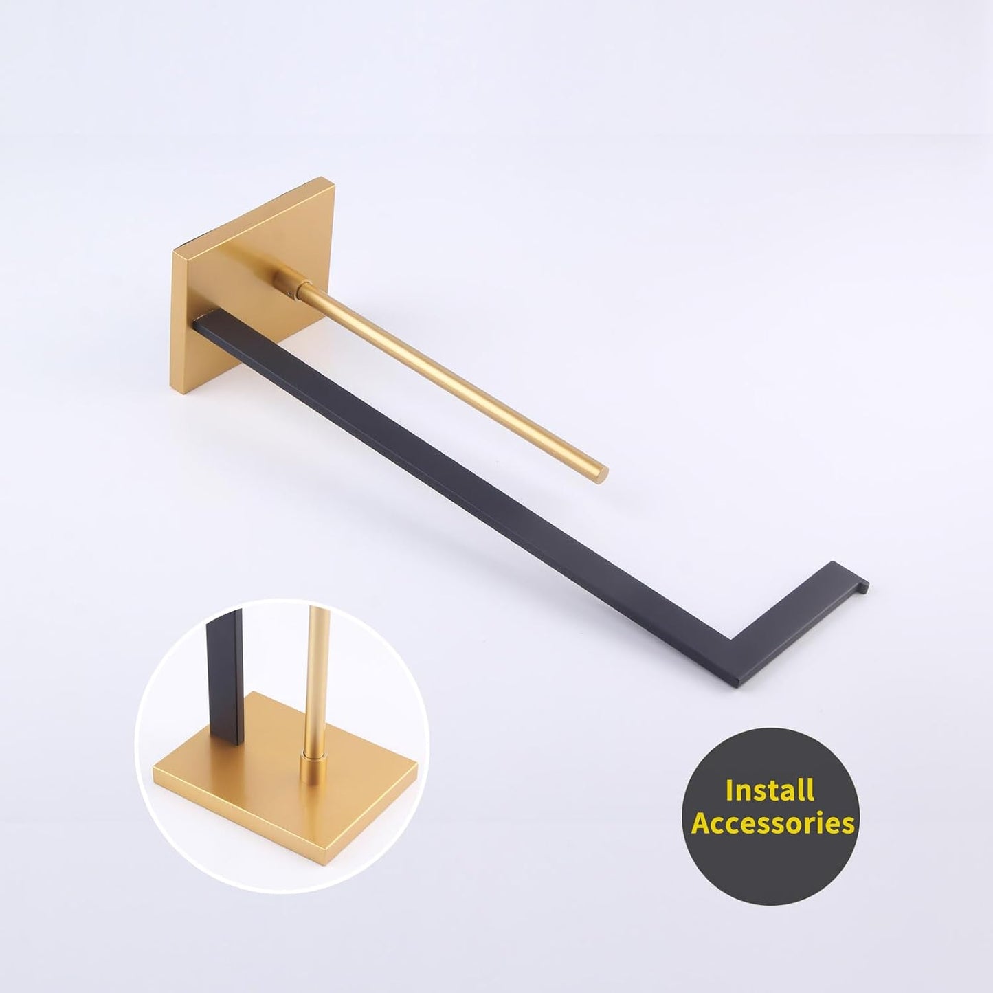 GERZWY Free Standing Toilet Paper Holder, SUS 304 Stainless Steel Toilet Paper Stand with Reserve (Black & Gold)