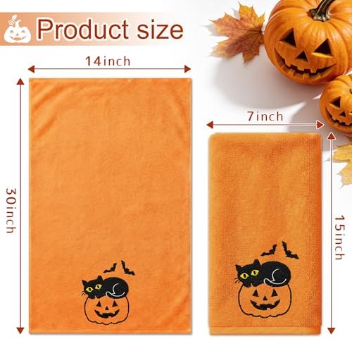 Hexagram Halloween Hand Towels, Embroidered Towel, Halloween Bathroom Decor