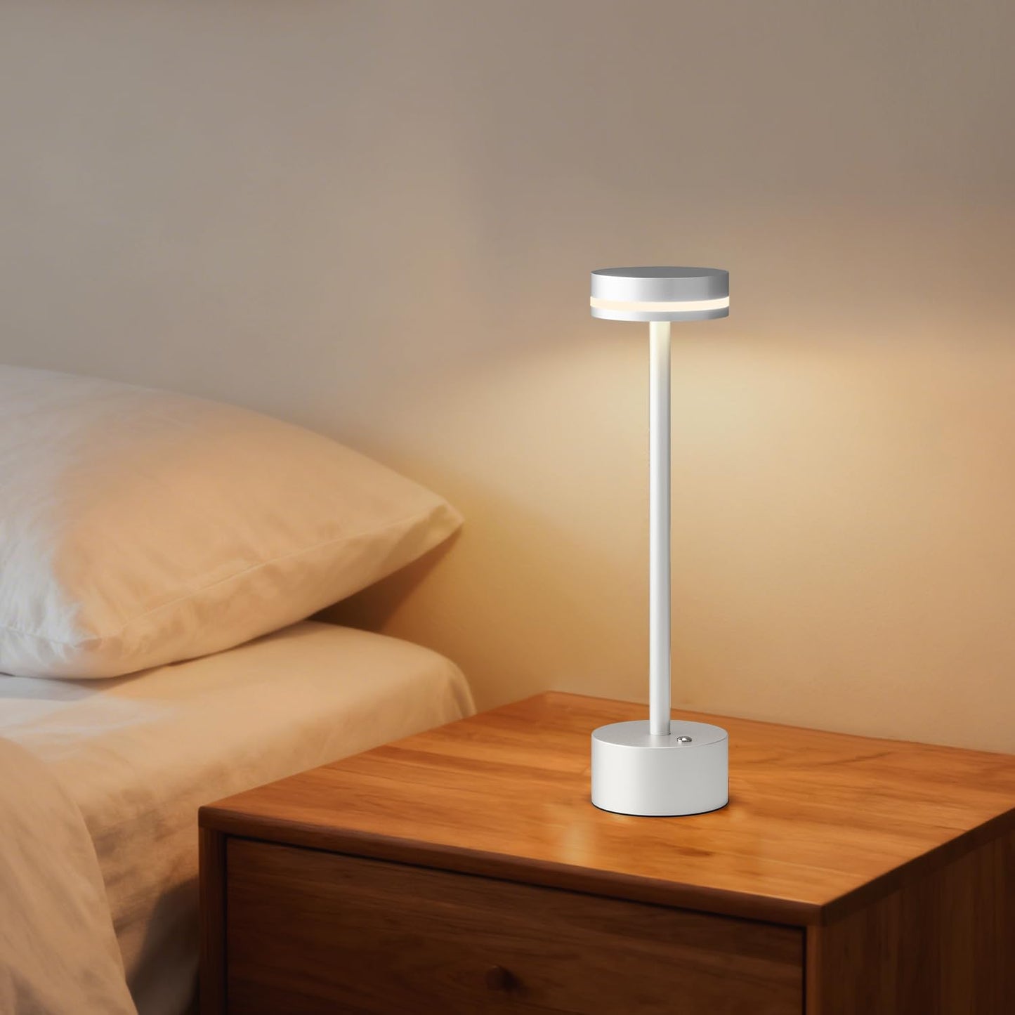 2 Pack Rechargeable Cordless Table Lamps Sliver Touch Dimmable | Aluminum, Warm White, 4000mAh Battery Operated, For