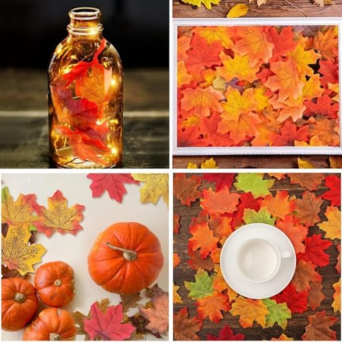 Fake Fall Leaves 100 Pcs Artificial Maple Leaves Decor Fake Fall Leaves for Scrapbooking Wedding Home Party Decorations