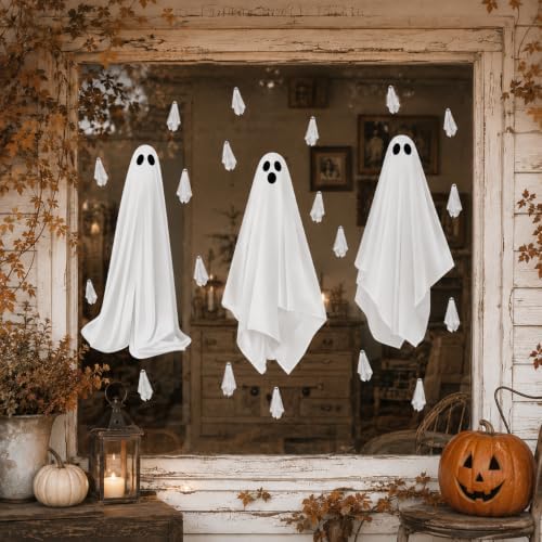 Halloween White Ghost Window Mirror Clings Decal Decorations Large 35.5''