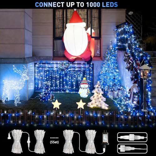 JMEXSUSS Blue and White String Lights Indoor, 200 LED Classroom Lights