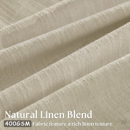 TWODRAPES Beige Pinch Pleated Linen Curtains 112 Inches Long 2 Panels
