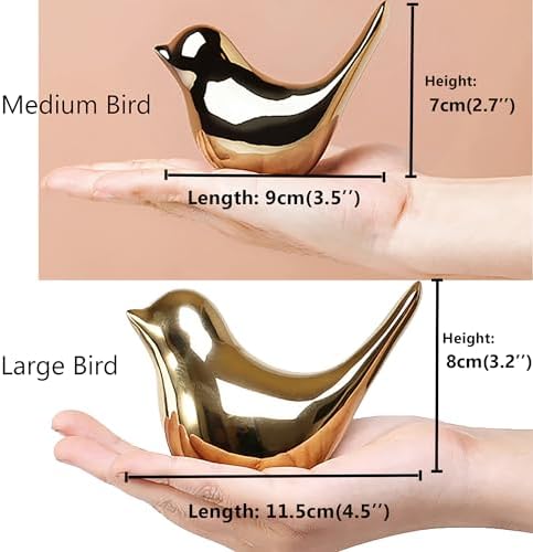 FANTESTICRYAN Small Birds Statues Home Decor, Modern Style, Gold, M&L
