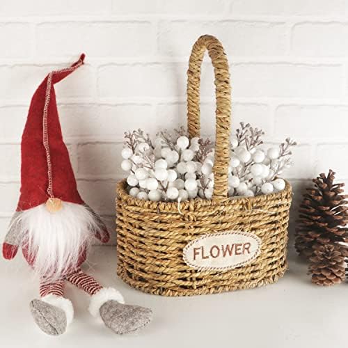 24 Pack Glitter White Berry Stems,7.5 Inch Christmas Sparking Red Faux Winter Berry Sprigs,Artificial Red Berries Branches for Christmas Tree Garland Wreath Crafts Season Winter Home Decor
