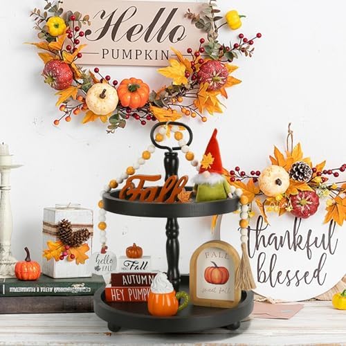 Fall Decorations for Home, 6Pcs Thanksgiving Fall Tiered Tray Decor Set