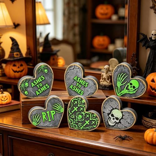 Wooden Heart Halloween Decor Indoor, Halloween Decorations for Home Kitchen