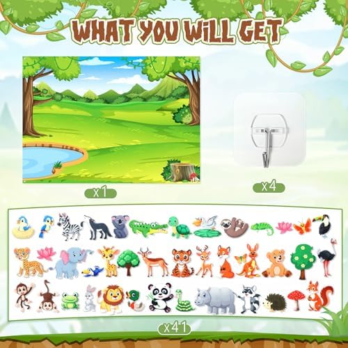 MiniInflat Animal Story Felt Board Jungle Animal Felt Board, 42, Safari