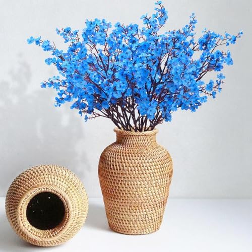 15 Pcs Fake Flowers, Real Touch Babys Breath Artificial Flowers, Blue