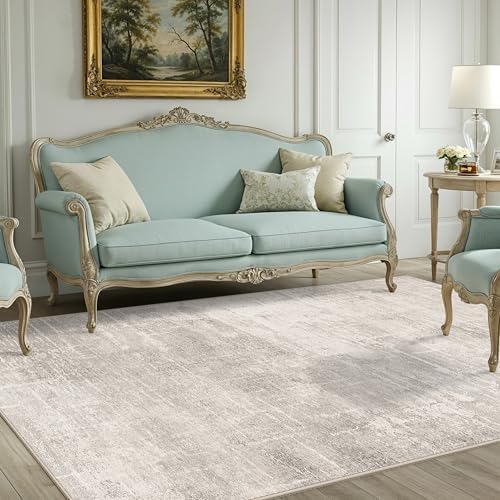 Washable 4x8 Hallway Area Rug: Abstract 8ft Water Resistant Soft Entry Kitchen Runner Rug Non-Slip Low Pile Carpet for