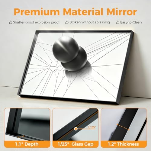 Bathroom Mirrors for Over Sink, 30" x 36" Rectangle Wall Mount Mirror with Metal Frame, Modern Vanity Mirror with
