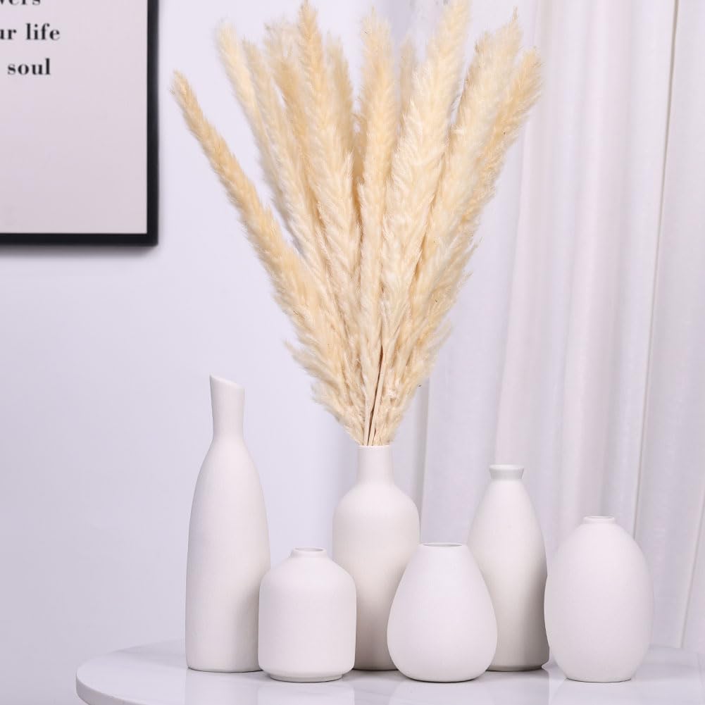 White Ceramic Vase / White Set / Set of 6