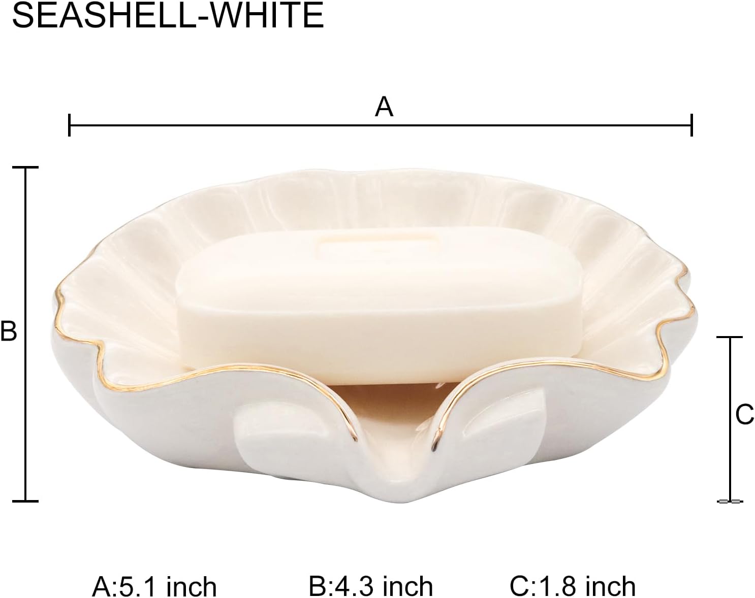 Seashell Style Ceramic Self Draining Soap Dish Waterfall Soap Dish Soap Savers